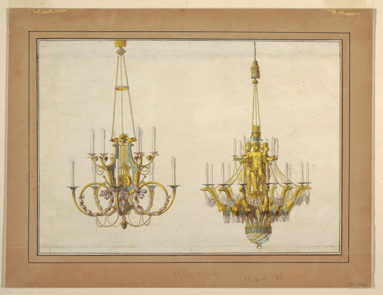 Design pro dva zlacené bronzové lustry od Jean Démosthène Dugourc