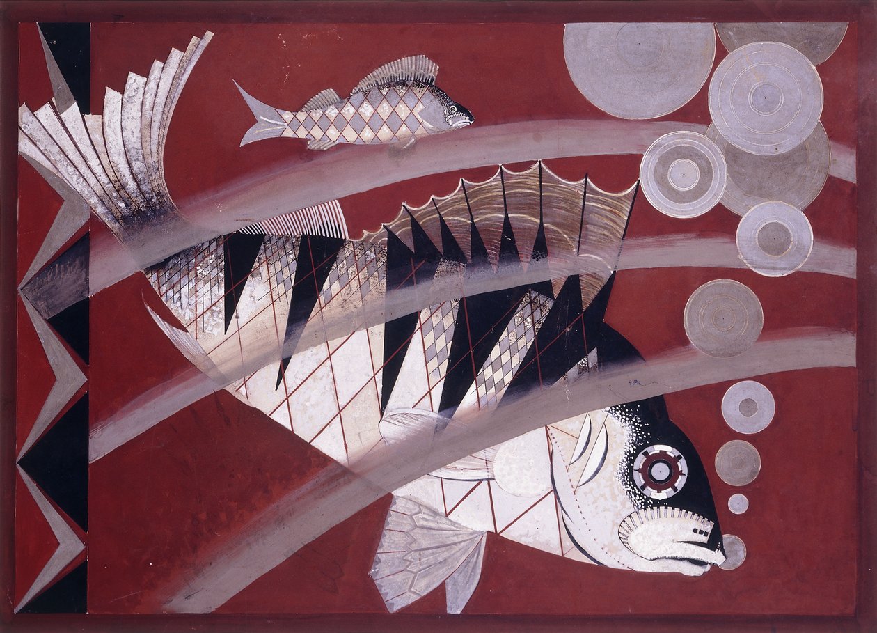 Fish, cca 1925 (kvaš, pero a inkoust na papíře) od Jean Dunand