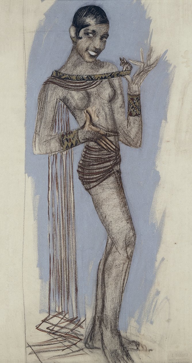 Josephine Baker - Maketa pro důležitý lakovaný panel, kolem roku 1927 (tužka na papíře) od Jean Dunand
