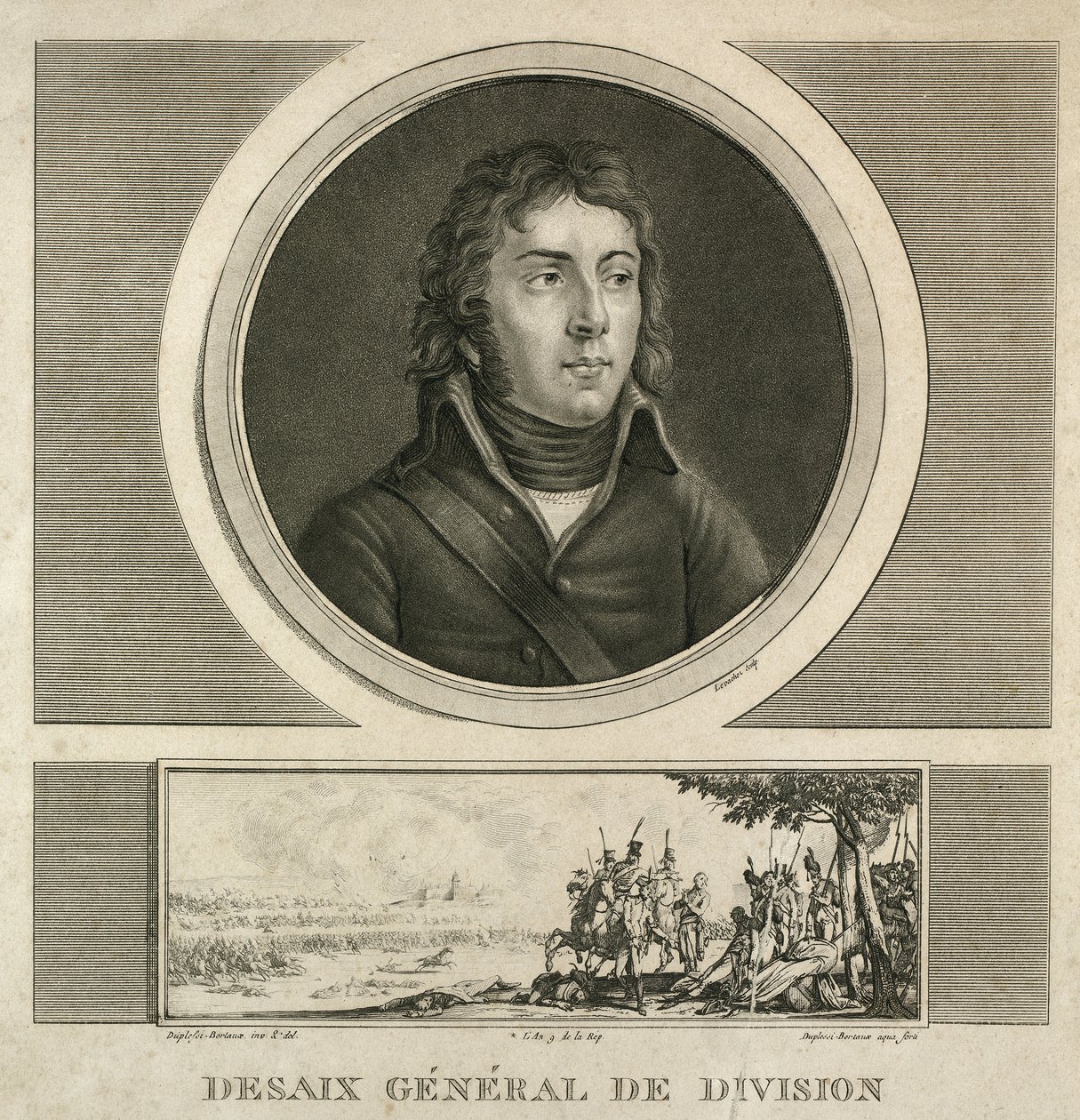 Portrét generála Louise Charlese Antoina Desaixe (cca 1800 - 1815 0,38 x 0,24) od Jean Duplessi Bertaux