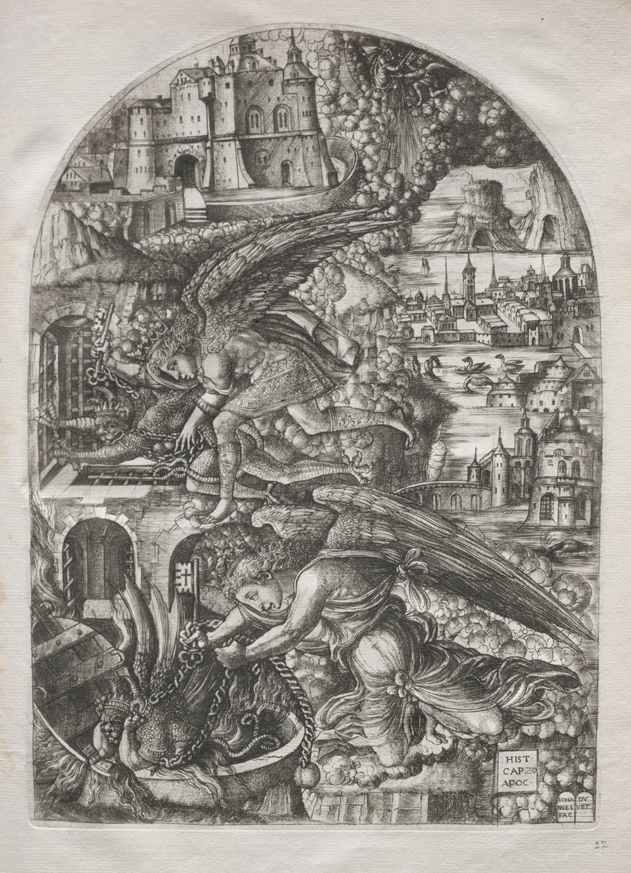 Apokalypsa: Satan vázaný na tisíc let, 1546-1555. od Jean Duvet