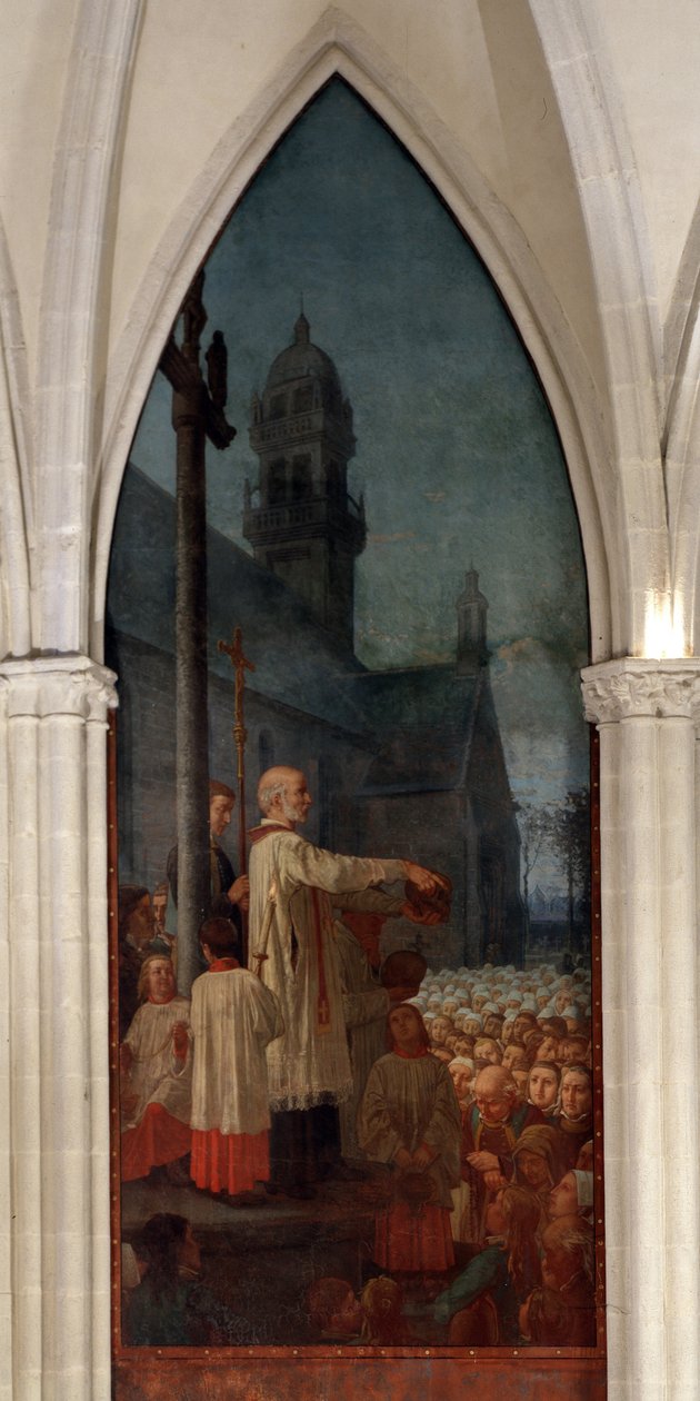 Preaching by Michel le Nobletz (1577-1652) outside a church in Brittany - Fresco, Saint Corentin Cathedral (Saint-Corentin), Quimper   1423233   cs       czech Successfully Translated  Original: Londense straattypen Translat: Londense straattypen 1389411 c od Jean Edouard Dargent