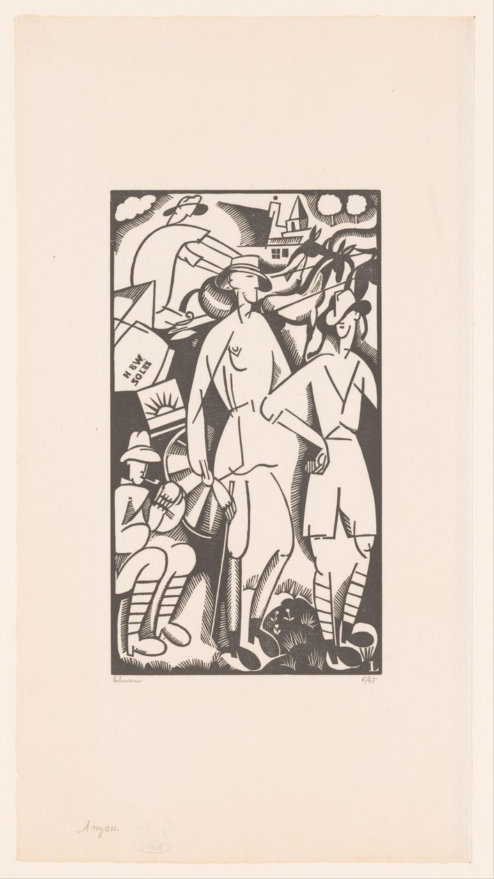 Čtyři vojáci v krajině Anzacs od Jean Emile Laboureur (signed by artist)