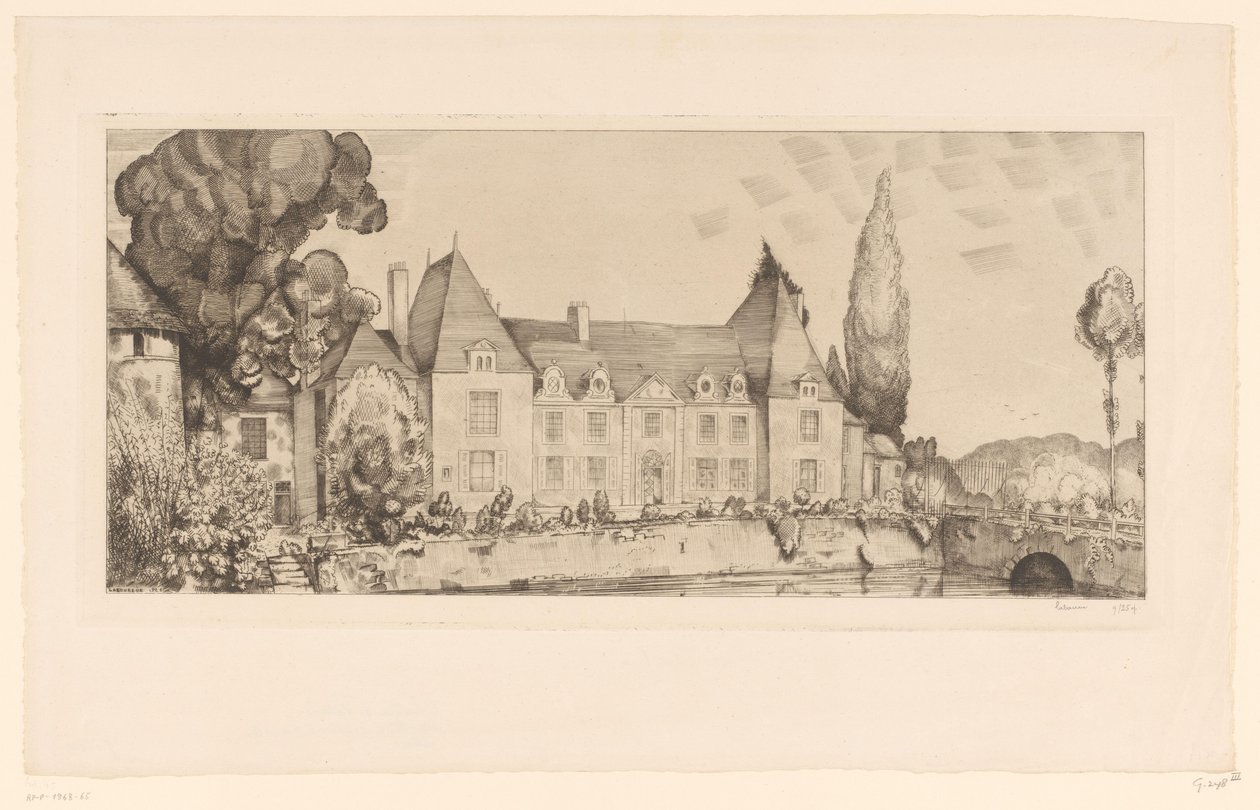 Pohled na hrad na vodě Vue du Château de Villaines od Jean Emile Laboureur (signed by artist)
