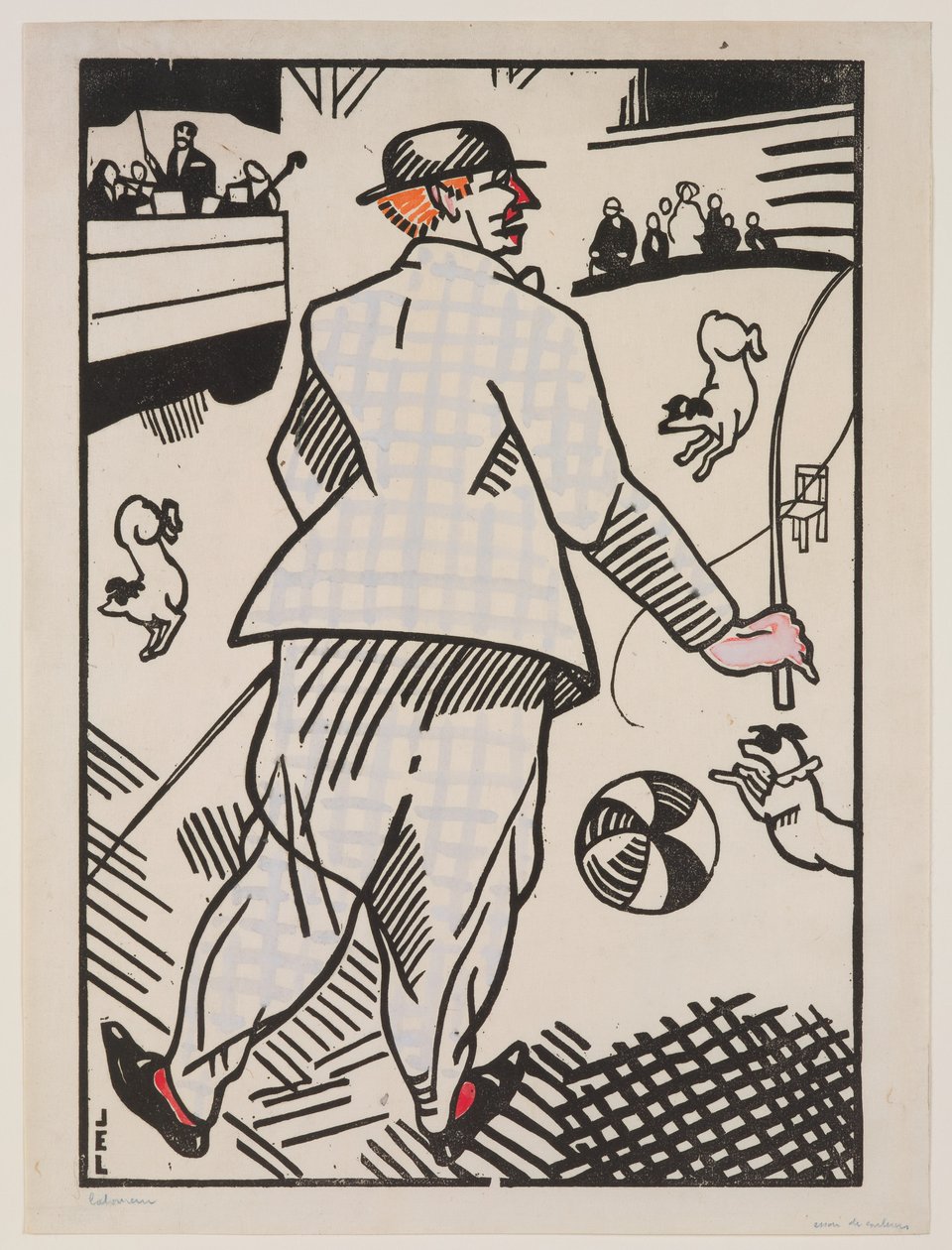 Klaun se psy (Le Clown aux Chiens) od Jean Emile Laboureur