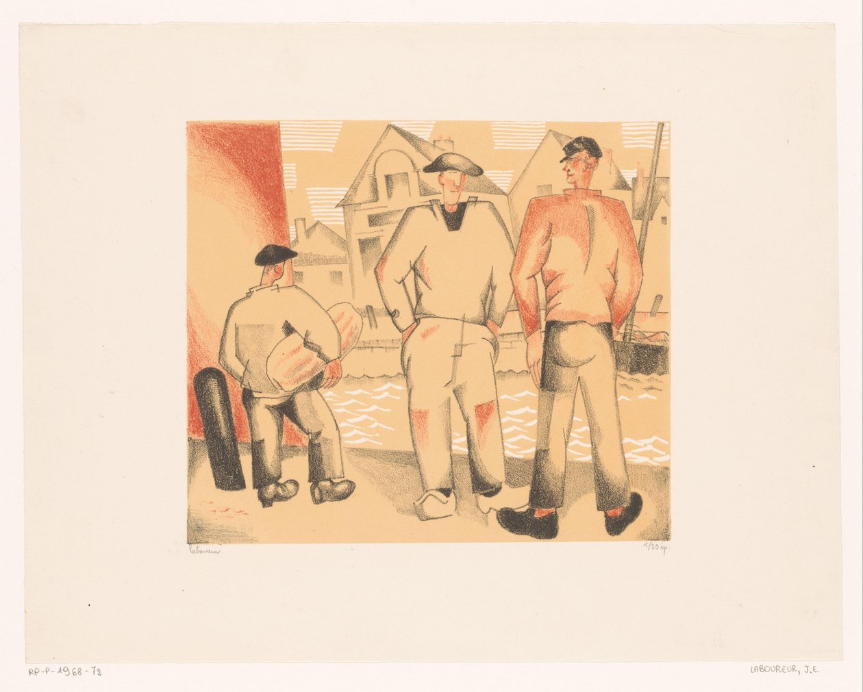 Drie vissers aan de kade Rybáři a mech od Jean Emile Laboureur