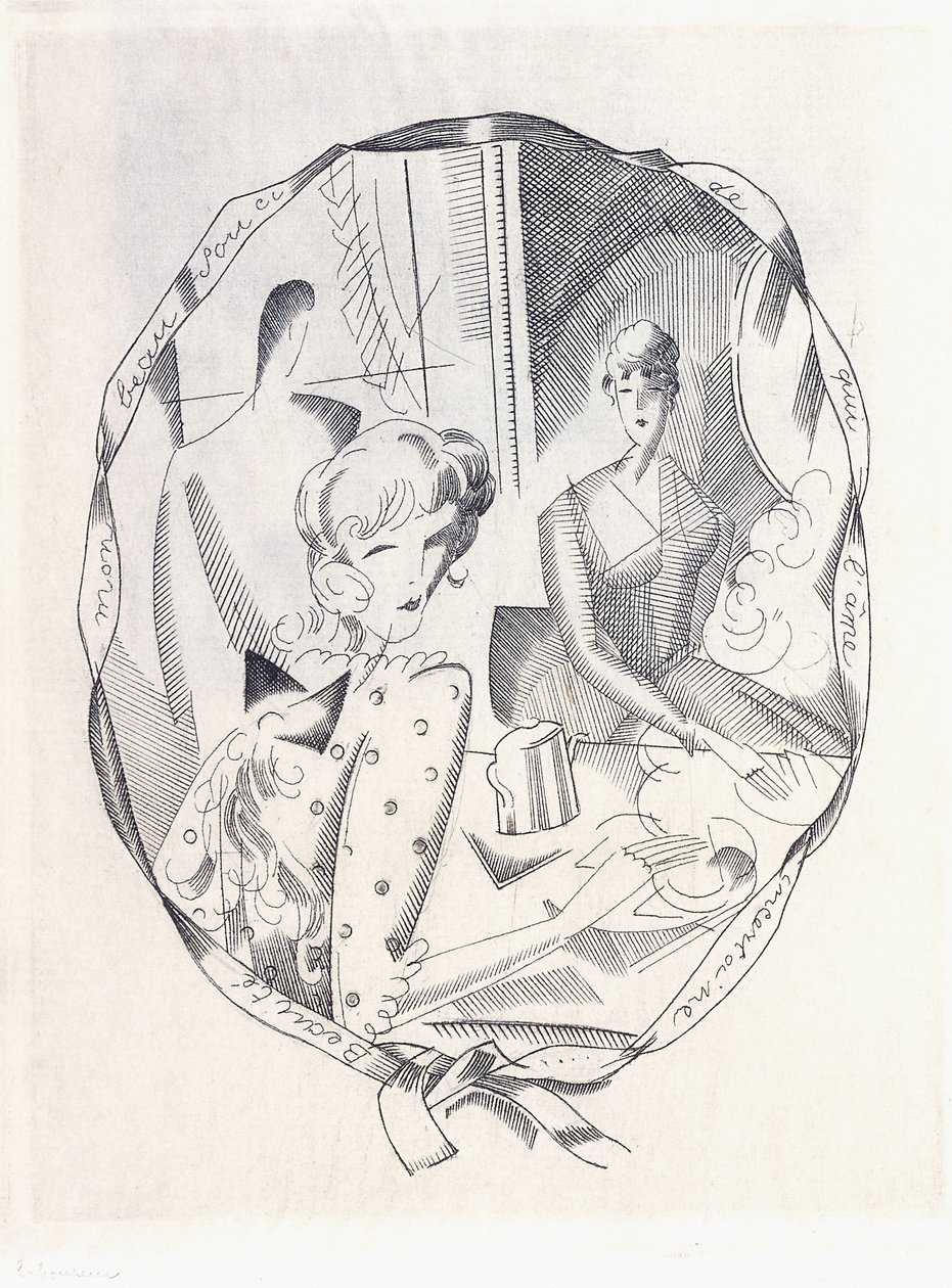 Ilustrace dvou koket a gentlemana, 1920 od Jean Emile Laboureur
