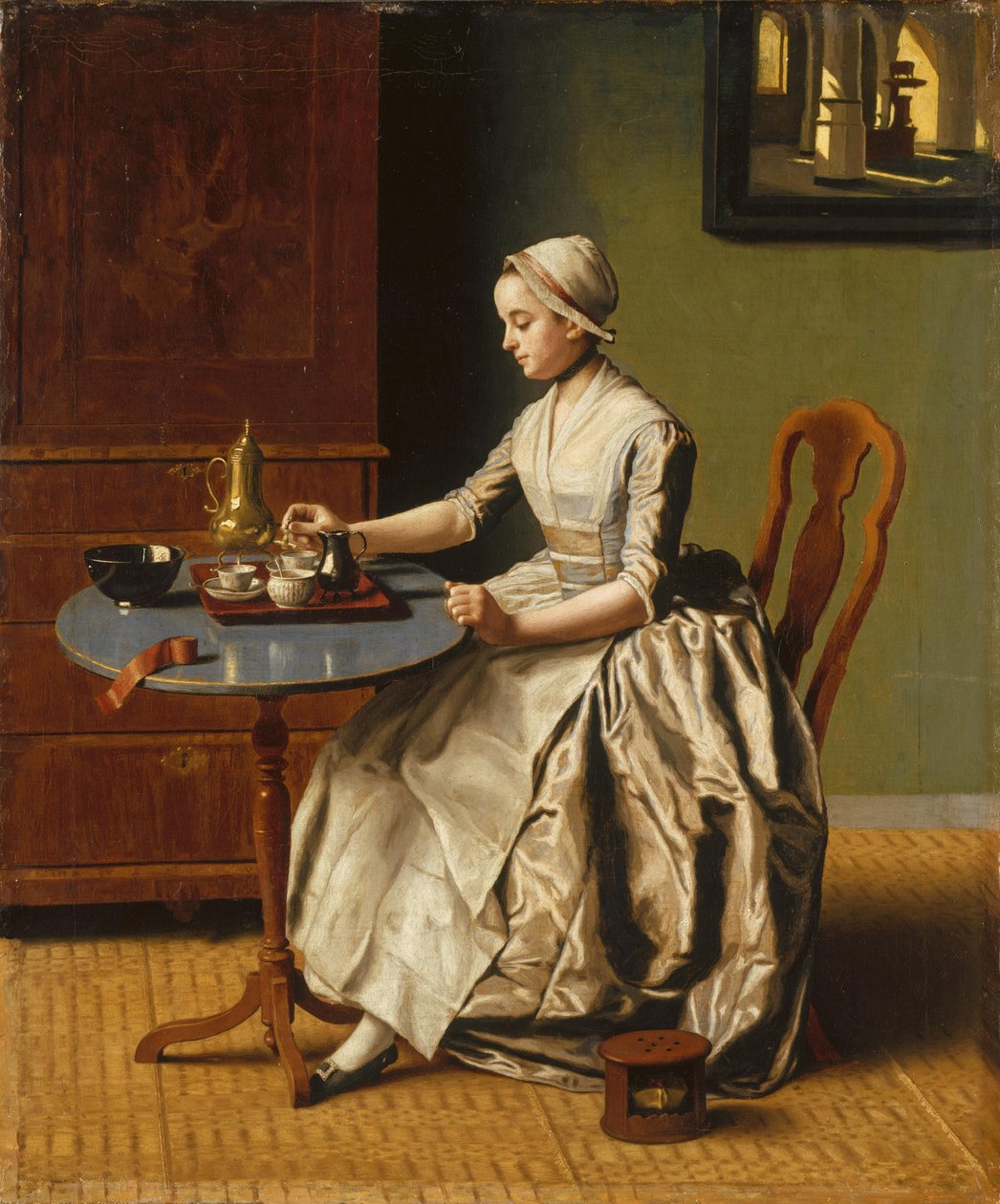 Dáma nalévá čokoládu La Chocolatière, c. 1745 od Jean Étienne Liotard