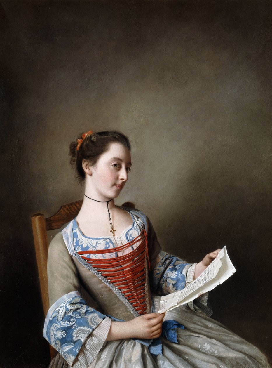 La Belle Liseus: Portrét slečny Susanny Lewisové, sedící v kostýmu lyonského rolníka, od Jean Étienne Liotard