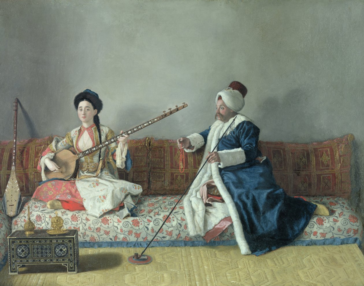 Monsieur Levett a mademoiselle Helene Glavany v tureckých kostýmech od Jean Étienne Liotard
