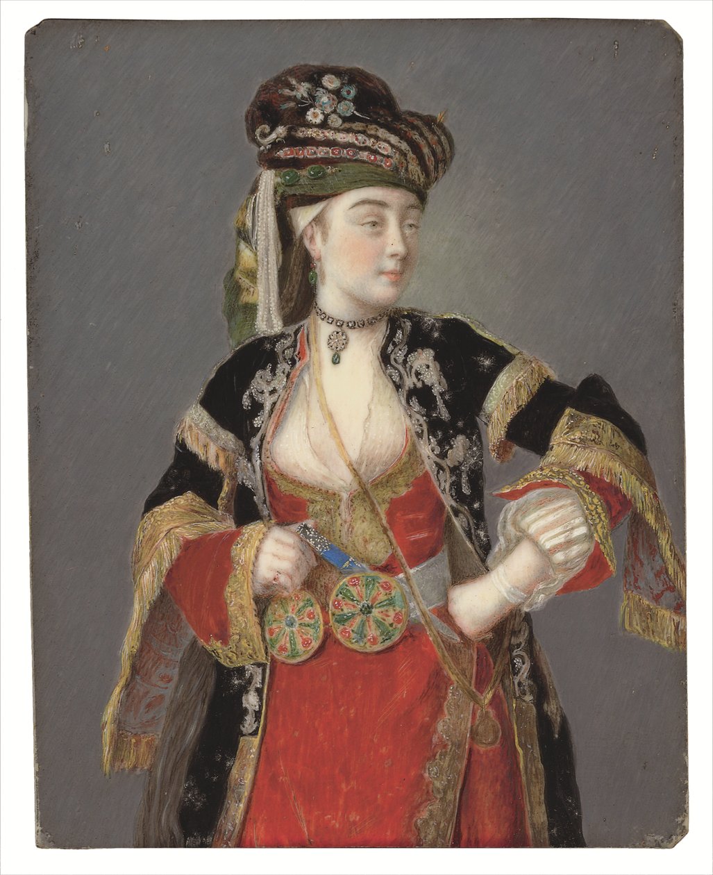 Předpokládaný portrét Laury Tarsi v tureckých šatech od Jean Étienne Liotard