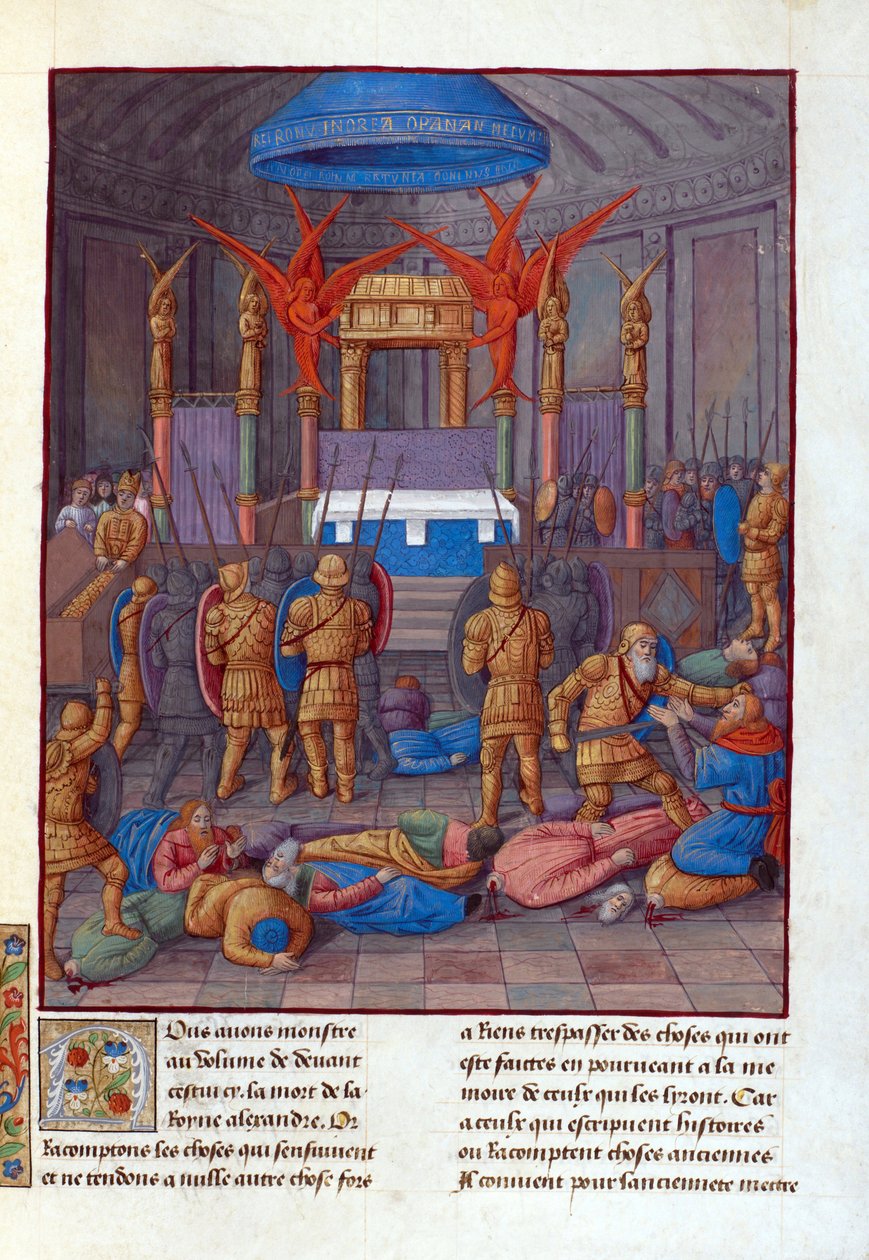 Znesvěcení jeruzalémského chrámu Pompeiem od Jean Fouquet
