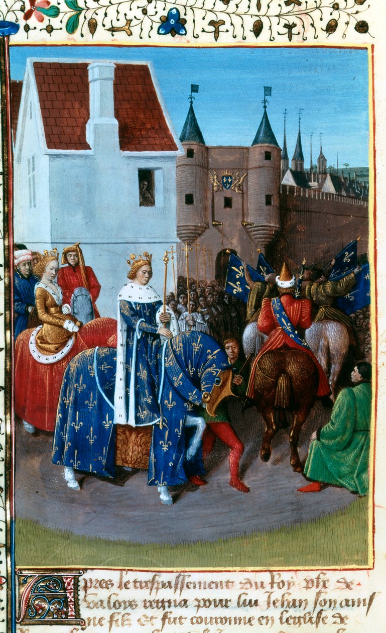 Vstup Jana II do Paříže, 14. století, 1455-1460. od Jean Fouquet
