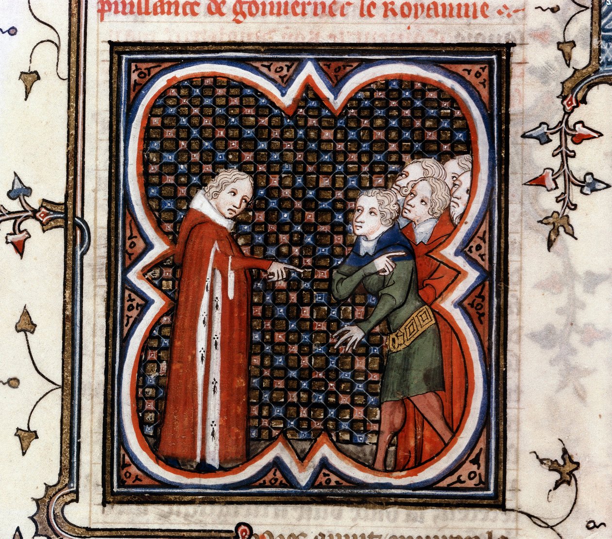 Etienne Marcel, prevot pařížských obchodníků, řekl francouzský král Jan II. Dobrý (1319-1364), aby respektoval „Grande Ordonance“ z roku 1357, a vyčítal mu jeho chování, v „The Great Chronicles of France“ od Jeana Fouquet (1420-1481), c. 1460 od Jean Fouquet