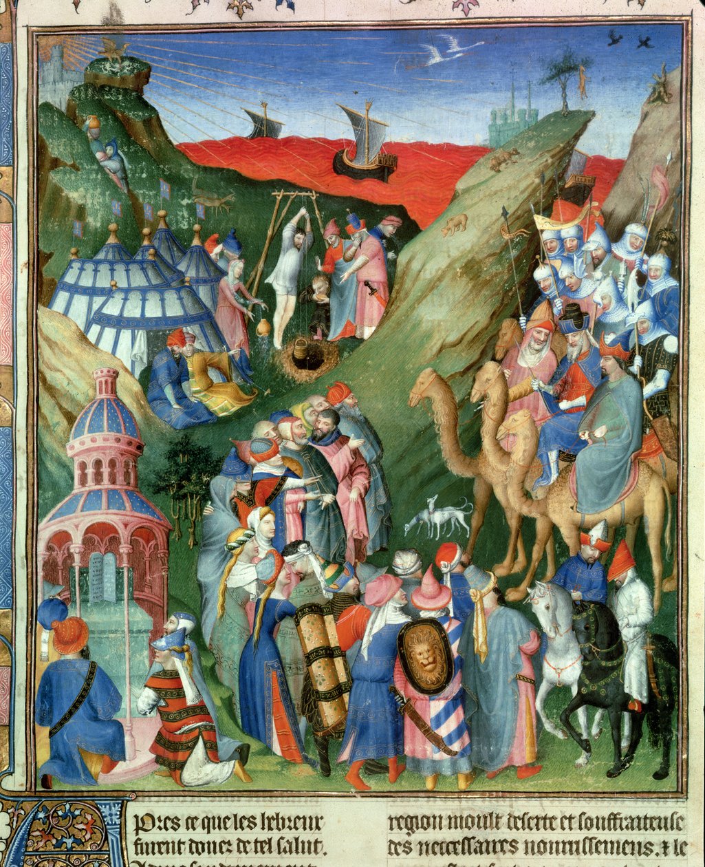 Fr 247 f.49 Tome 1 Hebrejci na poušti, ilustrace z "Antiquites Judaiques", asi 1470 od Jean Fouquet