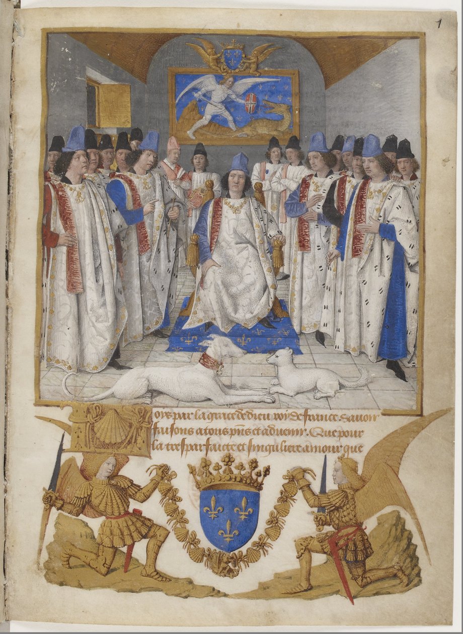 Frontispis Statut řádu svatého Michala, kopie určená pro Ludvíka XI. od Jean Fouquet