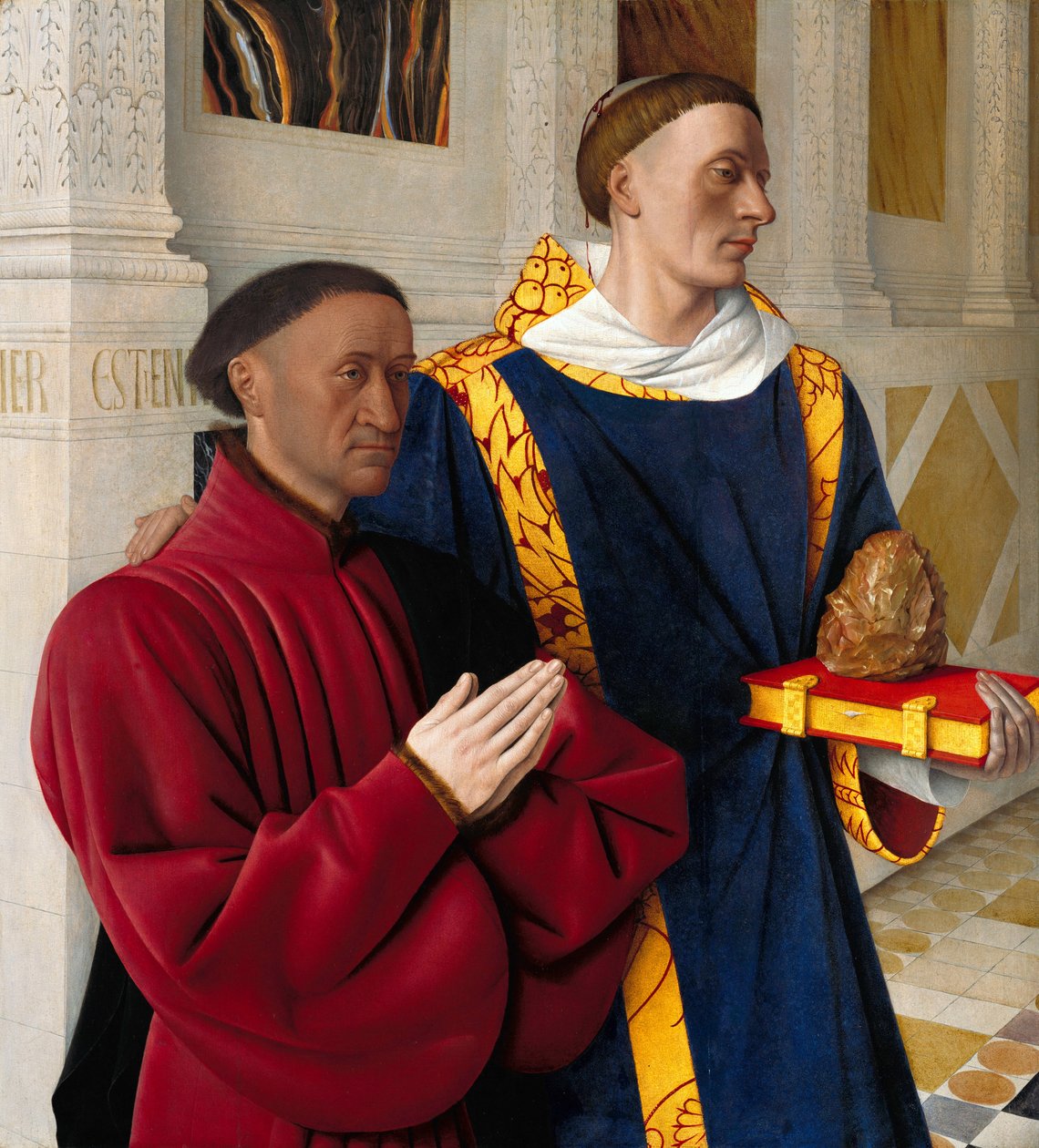 Německy: Étienne Chevalier mit dem Hl. Stephanus Etienne Chevalier with St. Stephen od Jean Fouquet