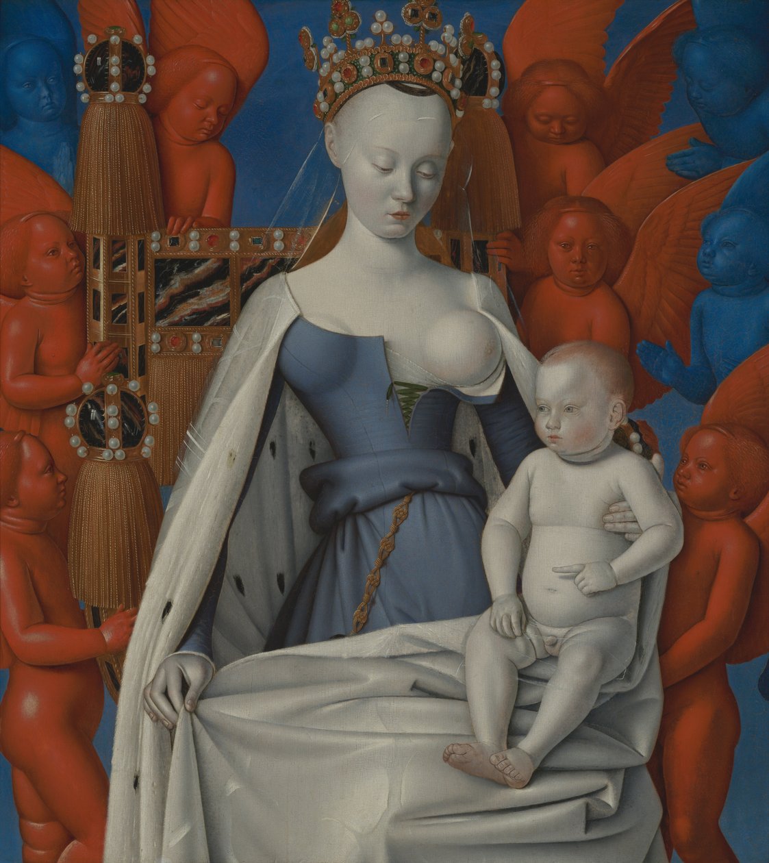 Madona obklopená serafíny a cherubíny, asi 1450 (olej na desce) od Jean Fouquet