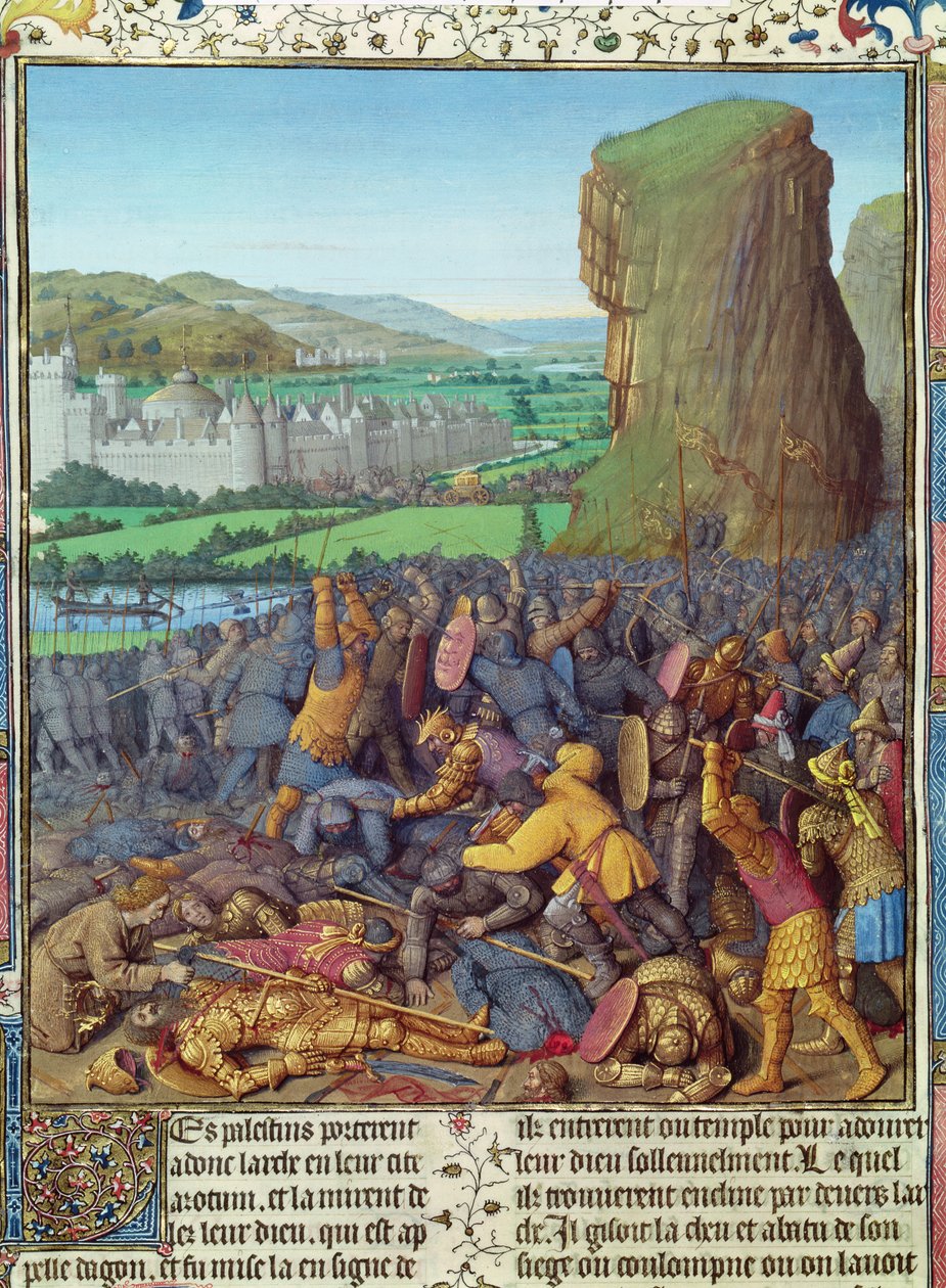 Ms Fr 247 fol.110 Vítězství Izraelitů nad Pelištejci, ilustrace z 