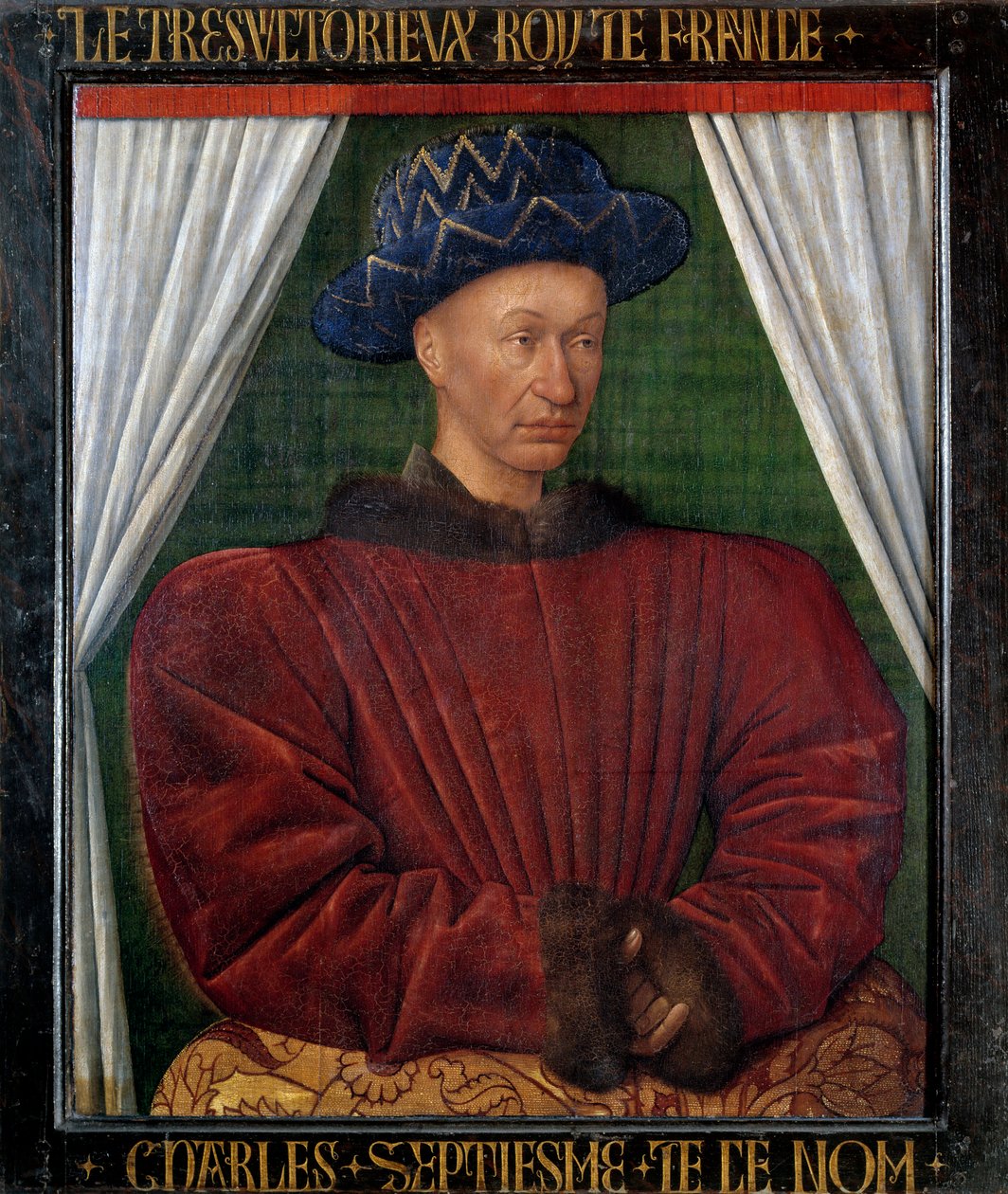 Portrét francouzského krále Karla VII. (1403-1461). Obraz Jeana Fouqueta (1420-1481) od Jean Fouquet