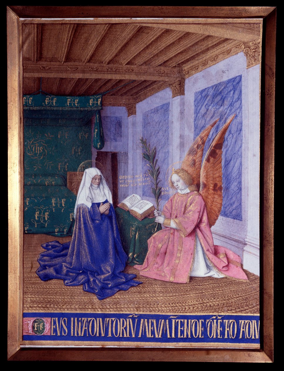 The Hours of the Virgin: The Second Annunciation Miniature in „The Hours of Etienne Chevalier“ od Jeana Fouqueta (1420-1481) od Jean Fouquet