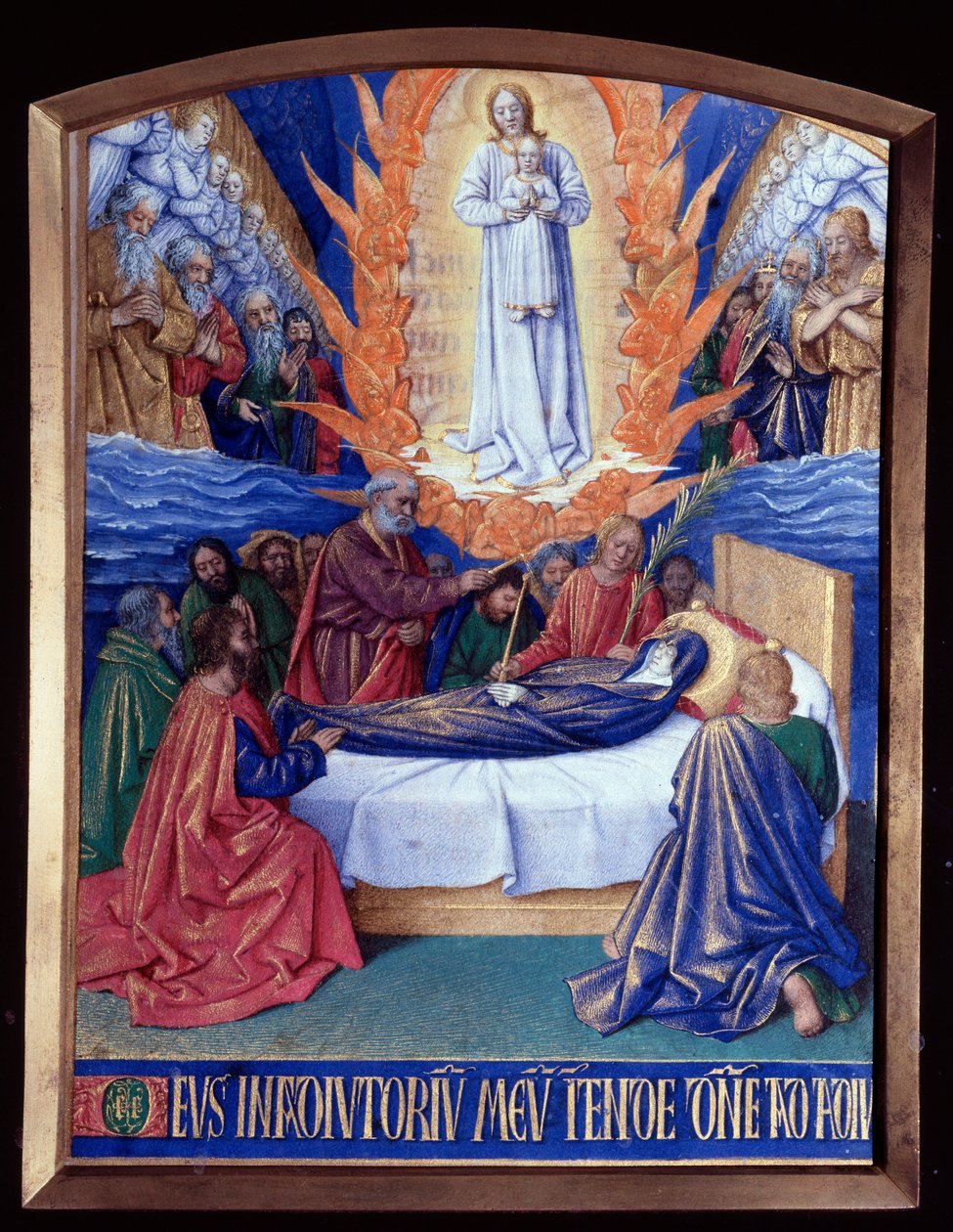 Miniatura The Hours of the Virgin: The Death of Virgin v „The Hours of Etienne Chevalier“ od Jeana Fouqueta (1420-1481) od Jean Fouquet