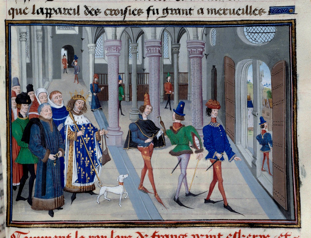 Král Saint Louis (Louis IX (1214-1270) chystající se opustit zámoří”” Miniatura z “Les Grandes Chronicles”” od Jeana Fouqueta (1420-1481), Paříž, Knihovna Arsenalu od Jean Fouquet