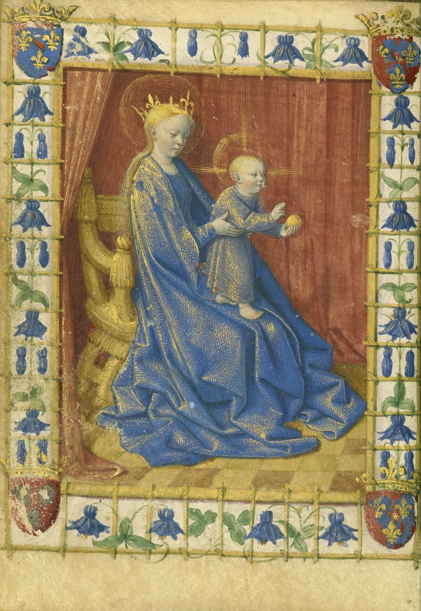 Panna a dítě na trůnu z hodin Simona de Varie od Jean Fouquet
