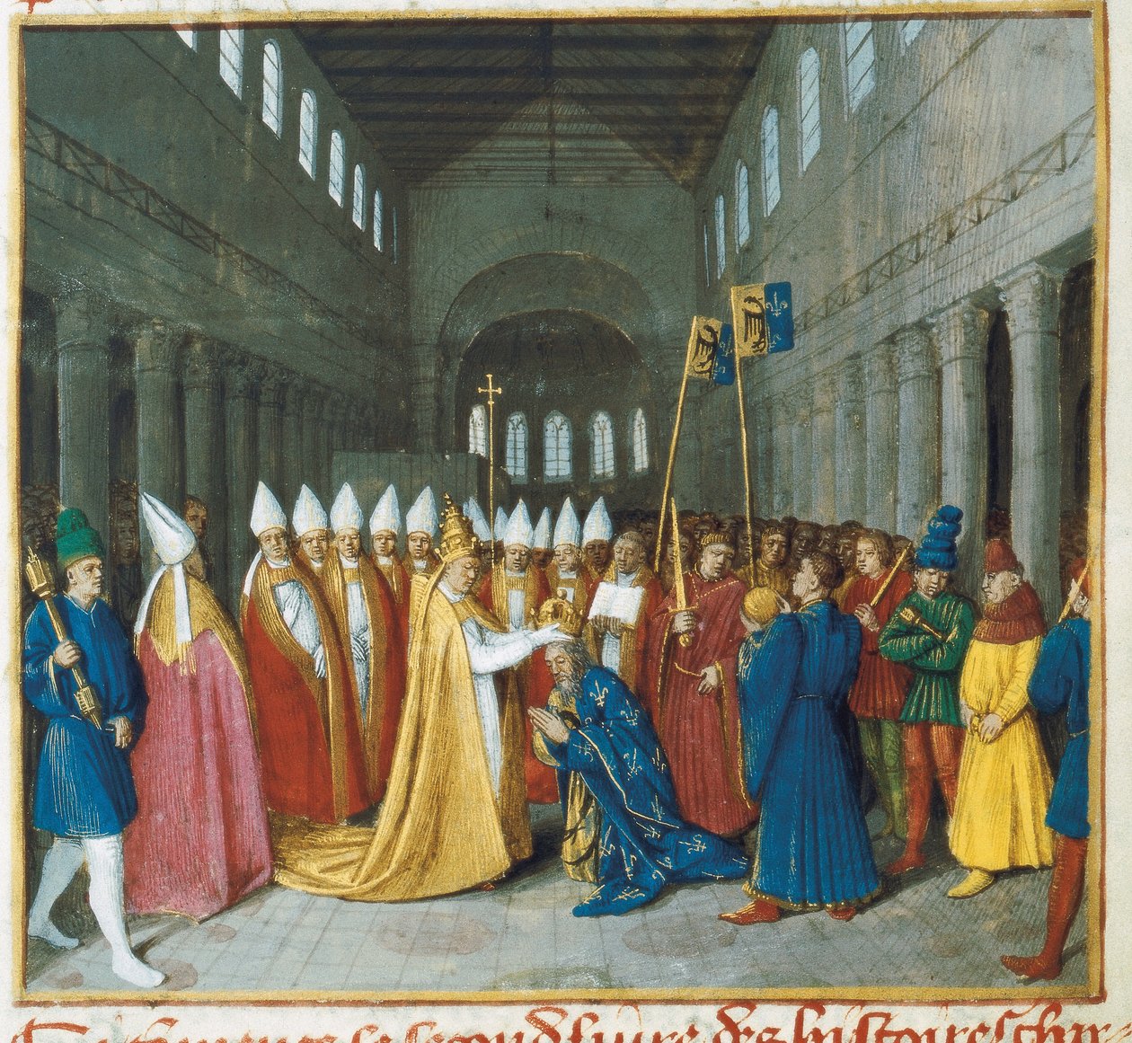 Korunovace Karla Velikého, cca 1460 (miniatura) od Jean Fouquet