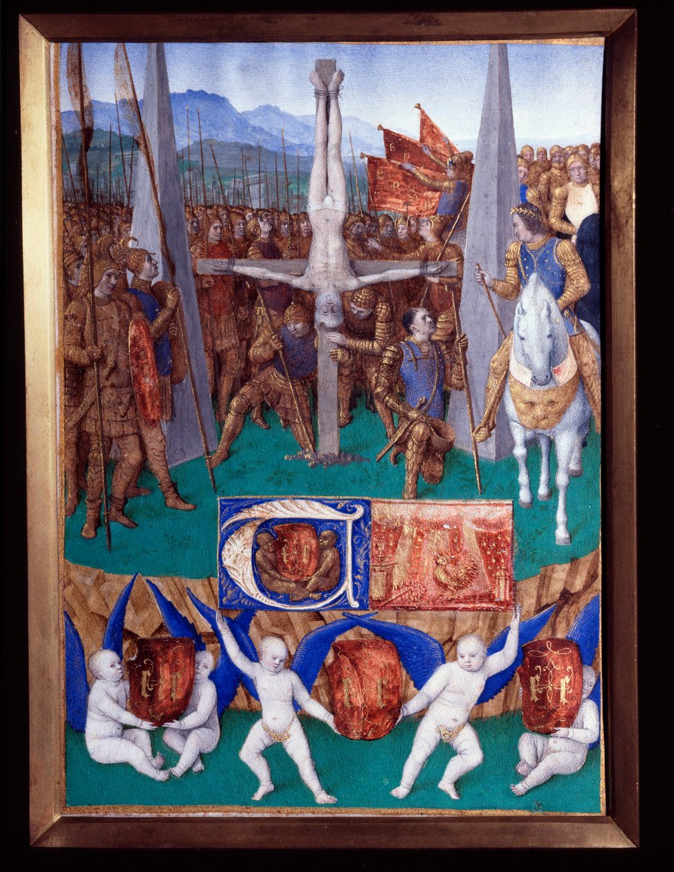 Miniatura mučednictví svatého Petra převzata z „Knihy hodin Etienna Chevaliera“ od Jeana Fouqueta (1420-1477/1481) od Jean Fouquet