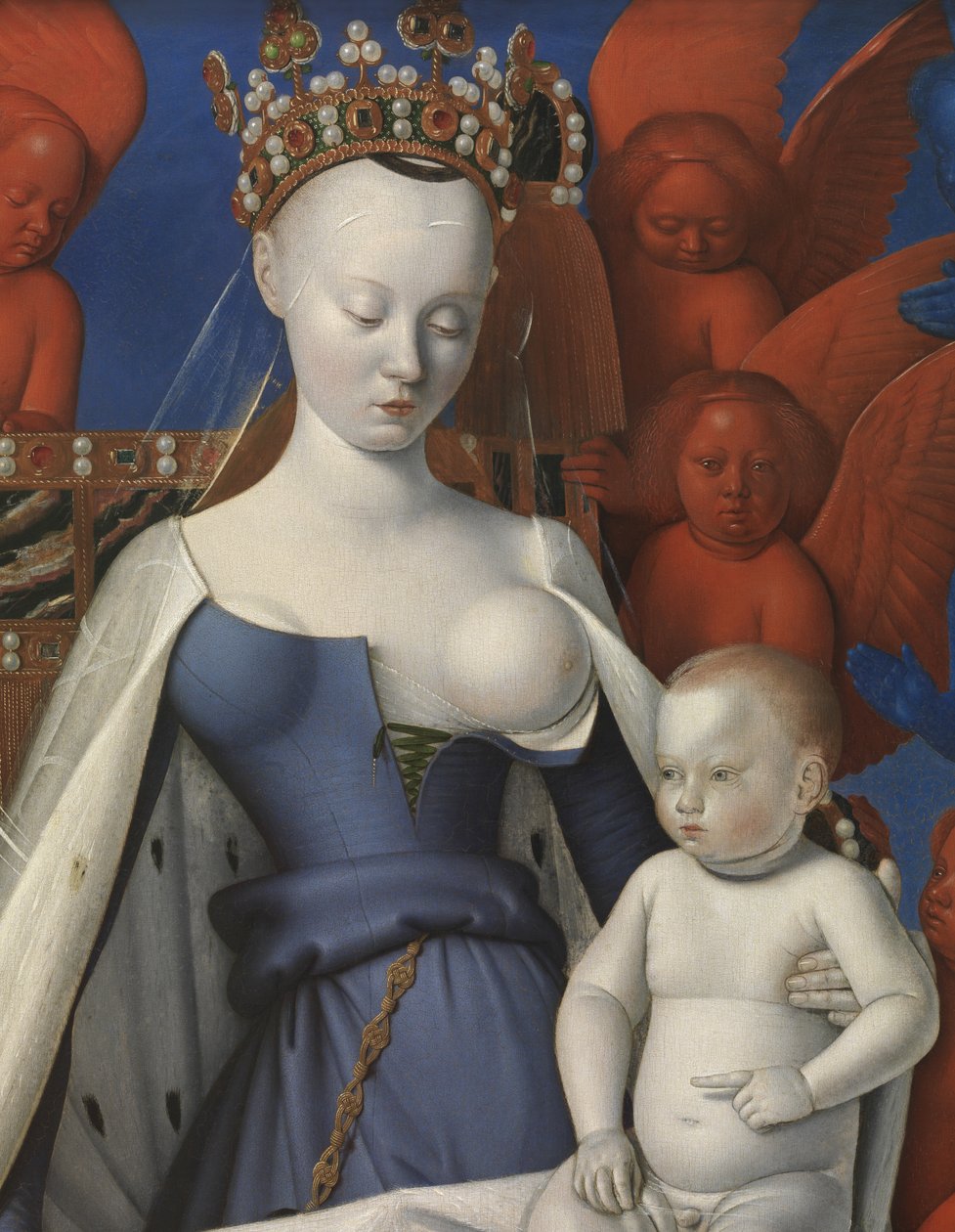 Panna a dítě obklopené cherubíny a serafíny, detail od Jean Fouquet