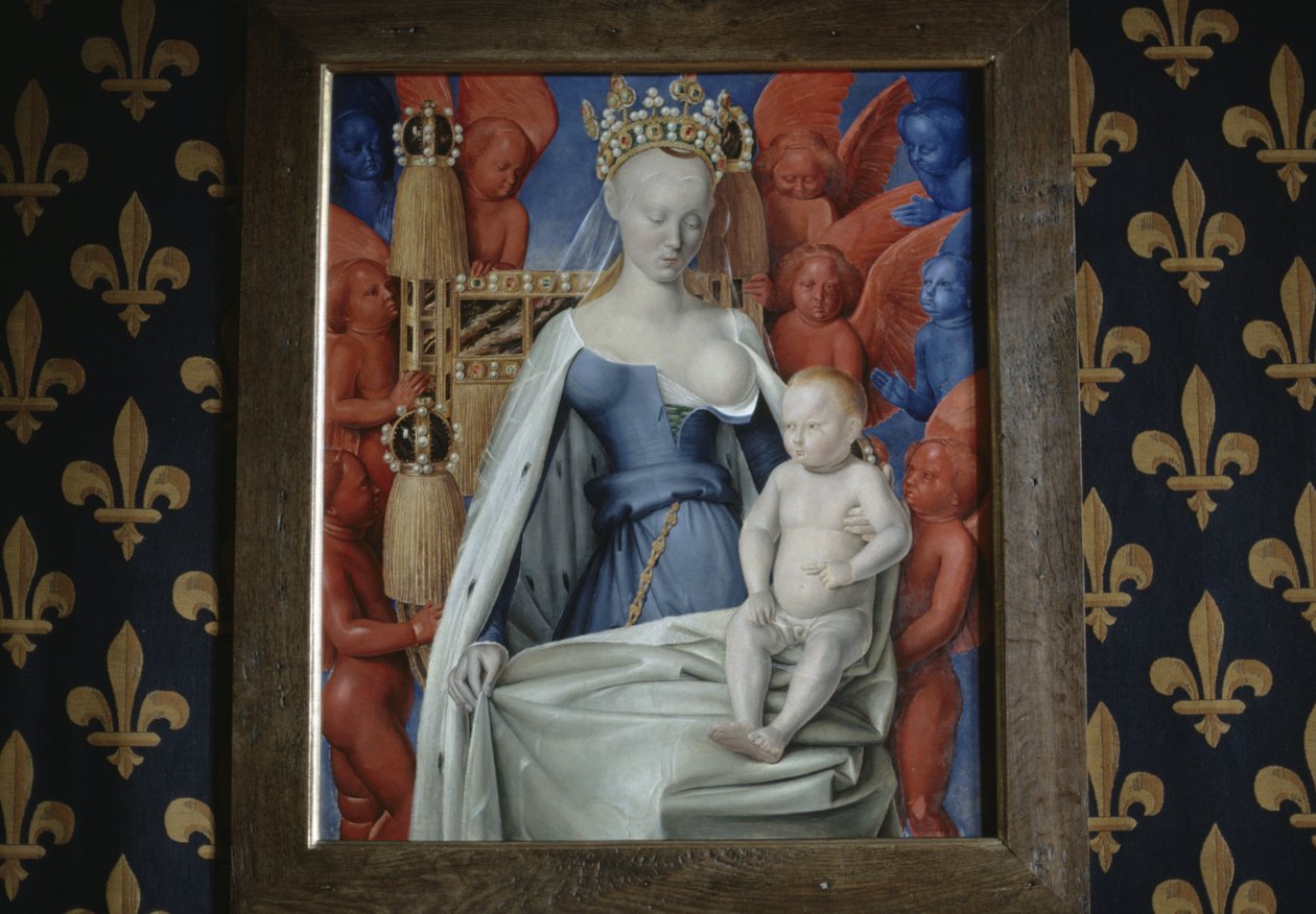 pohled na obraz Madony obklopené serafíny a cherubíny na zámku Loches, Francie (foto) od Jean Fouquet