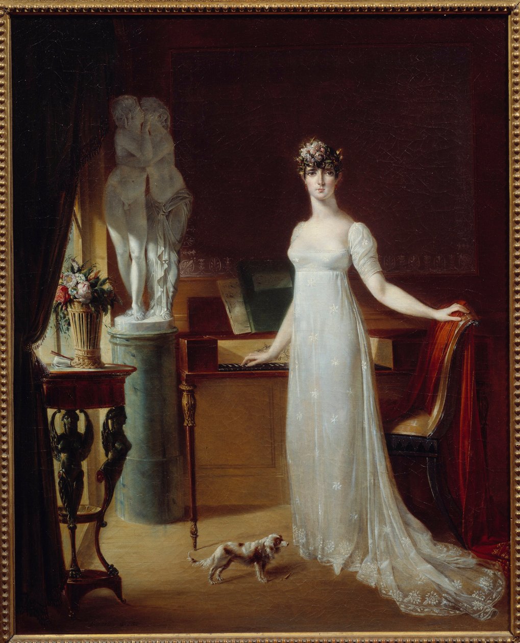 Portrét en pied de Pauline Bonaparte (1780-1825) pózující s obrazem Eros et Psyche od Jeana Francoise Bosia (1764-1827) Soukromá sbírka z 19. století od Jean Francois Bosio