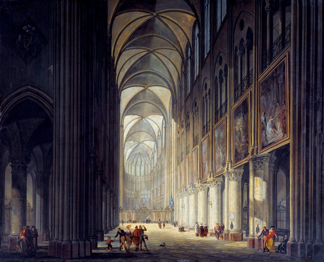Vnitřní pohled na katedrálu Notre Dame de Paris Obraz J. F. Depelchina (1770-1835) 1789 Ne. 0,43x0,54m Paříž, Musee Carnavalet - Vnitřní pohled na katedrálu Notre Dame de Paris. Obraz od J. F. Depelchina (1770-1835) od Jean Francois Depelchin