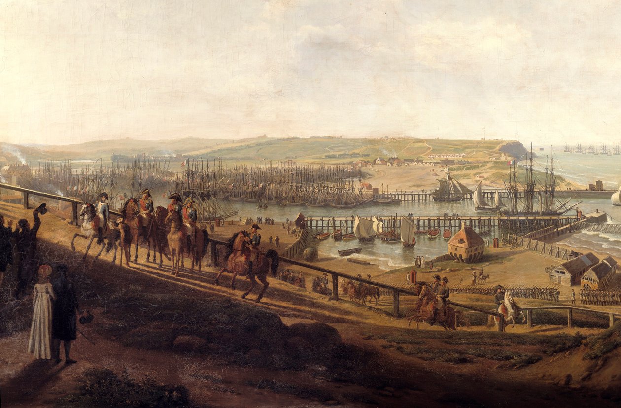 Císař Napoleon I. navštívil tábor Boulogne v červenci 1804 Detail. Obraz Jean Francois Hue (1751-1823) 1804 Ne. 1,9x2,26m od Jean Francois Hue