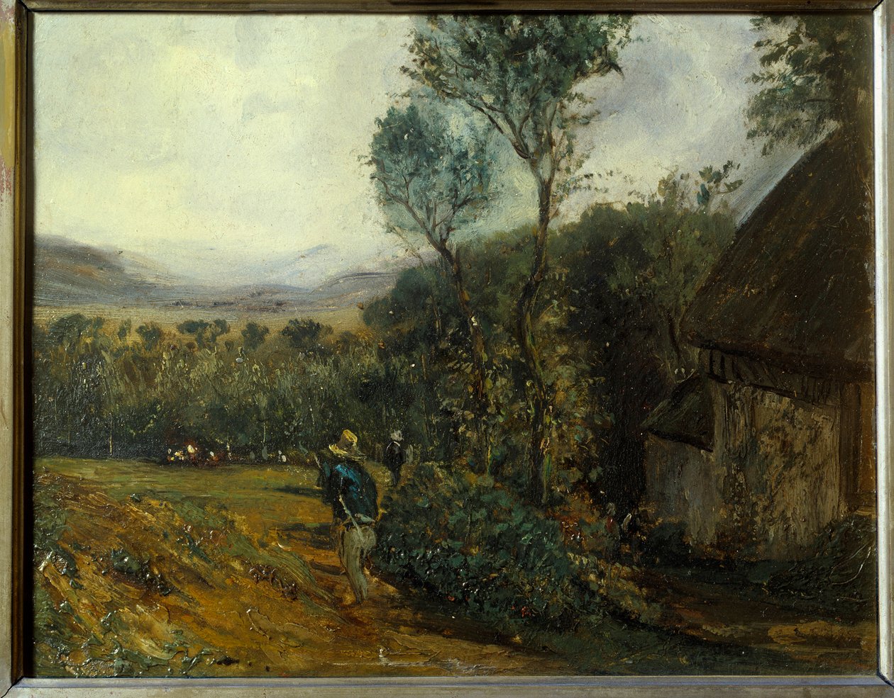 Obraz Farm od Jeana Francoise Hue (1751-1823) 19. století, od Jean Francois Hue