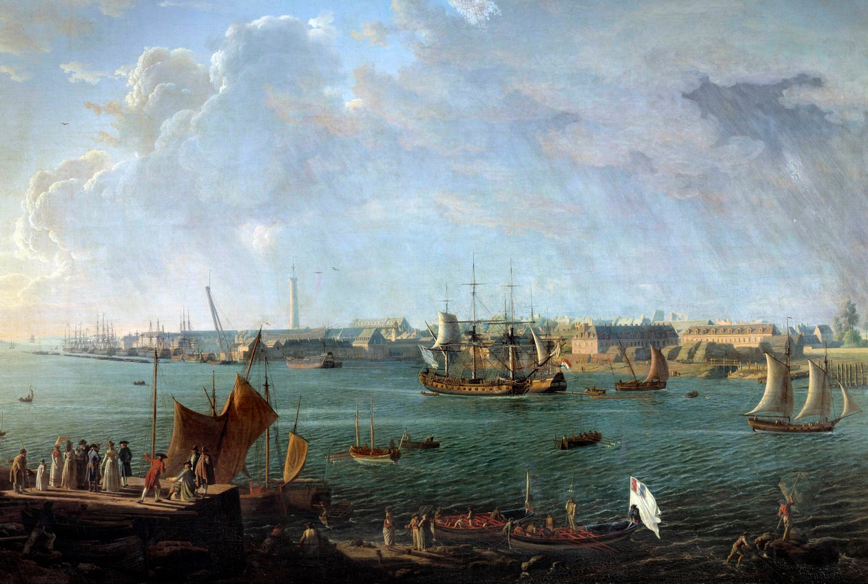 Pohled na přístav Lorient v 18. století Detail obrazu Jeana Francoise Hue (1751-1823) Paříž, Musee de la Marine od Jean Francois Hue