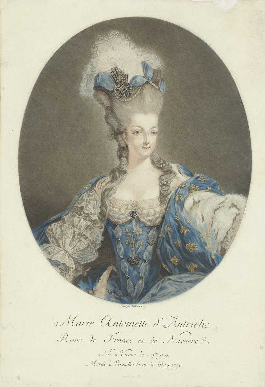 Portrét Marie Antoinetty Marie Antoinetta Rakouská, královna Francie a Navarry (titul na předmětu) od Jean Francois Janinet