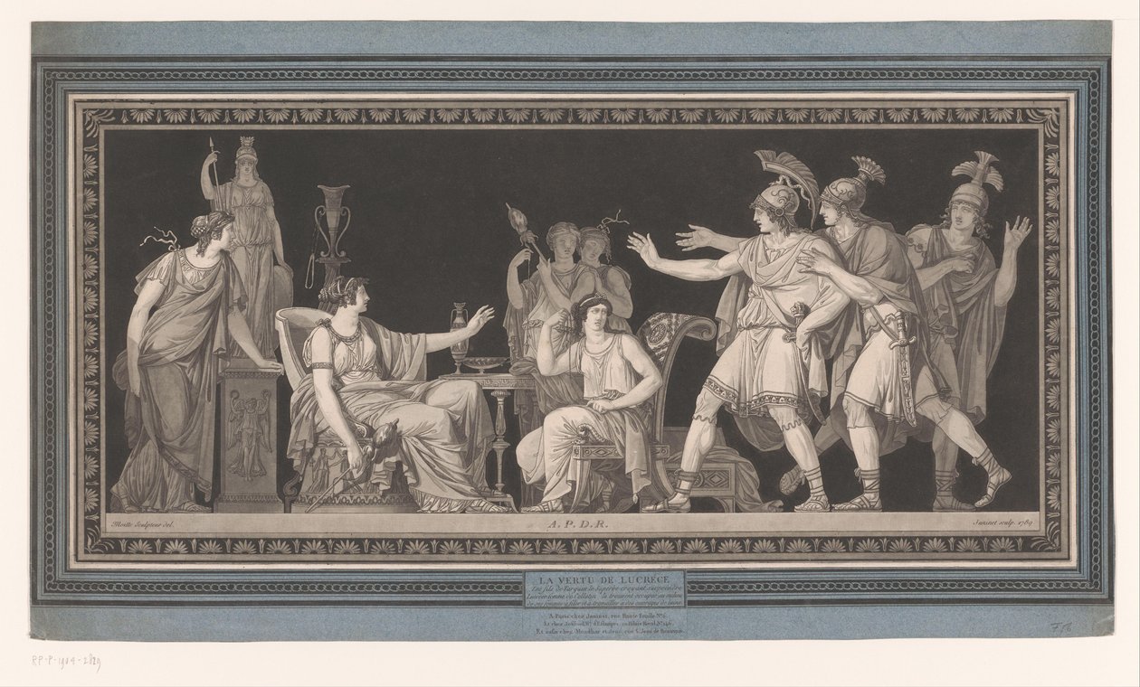 Tarquinius a jeho předení manželka Lucretia La vertu de Lucréce (název na objektu) od Jean Francois Janinet