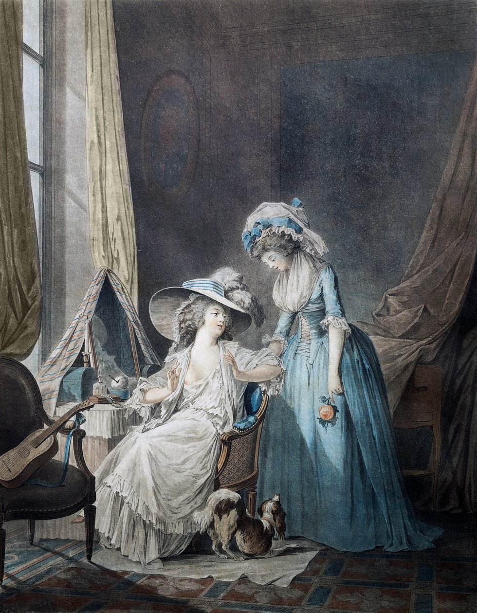 Obtížná zpověď - rytina od Janinet od Jean Francois Janinet