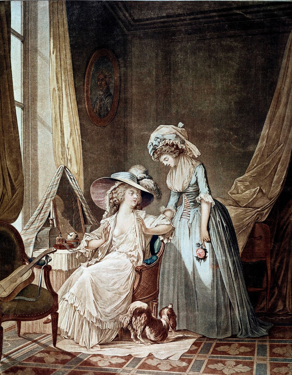 Těžká zpověď. Sluha slyšící svou paní. Tisk Jean Francois Janinet (1752-1814) od Jean Francois Janinet
