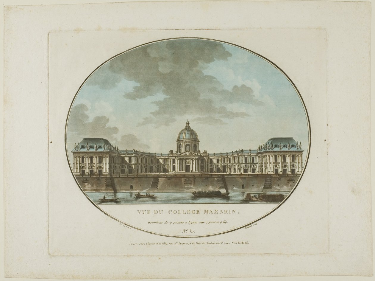 Pohled na Mazarin College od Jean Francois Janinet