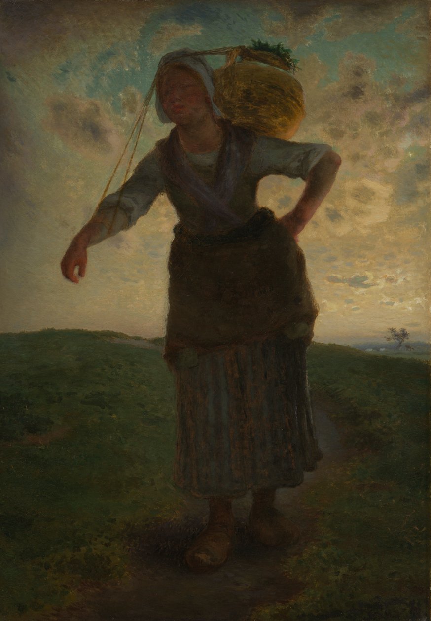 Normanská dojička v Greville, 1871 (olej na kartonu) od Jean Francois Millet