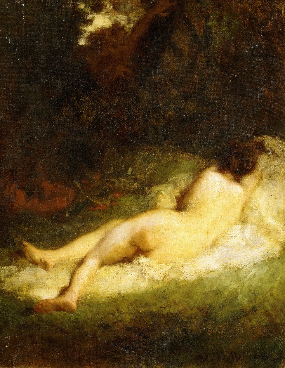 Spící nymfa blokovaná satyrem, kolem 1846-47 od Jean Francois Millet