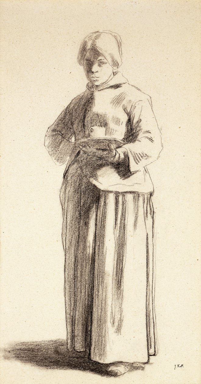 Stojící žena držící pohár, c.1852-56 od Jean Francois Millet
