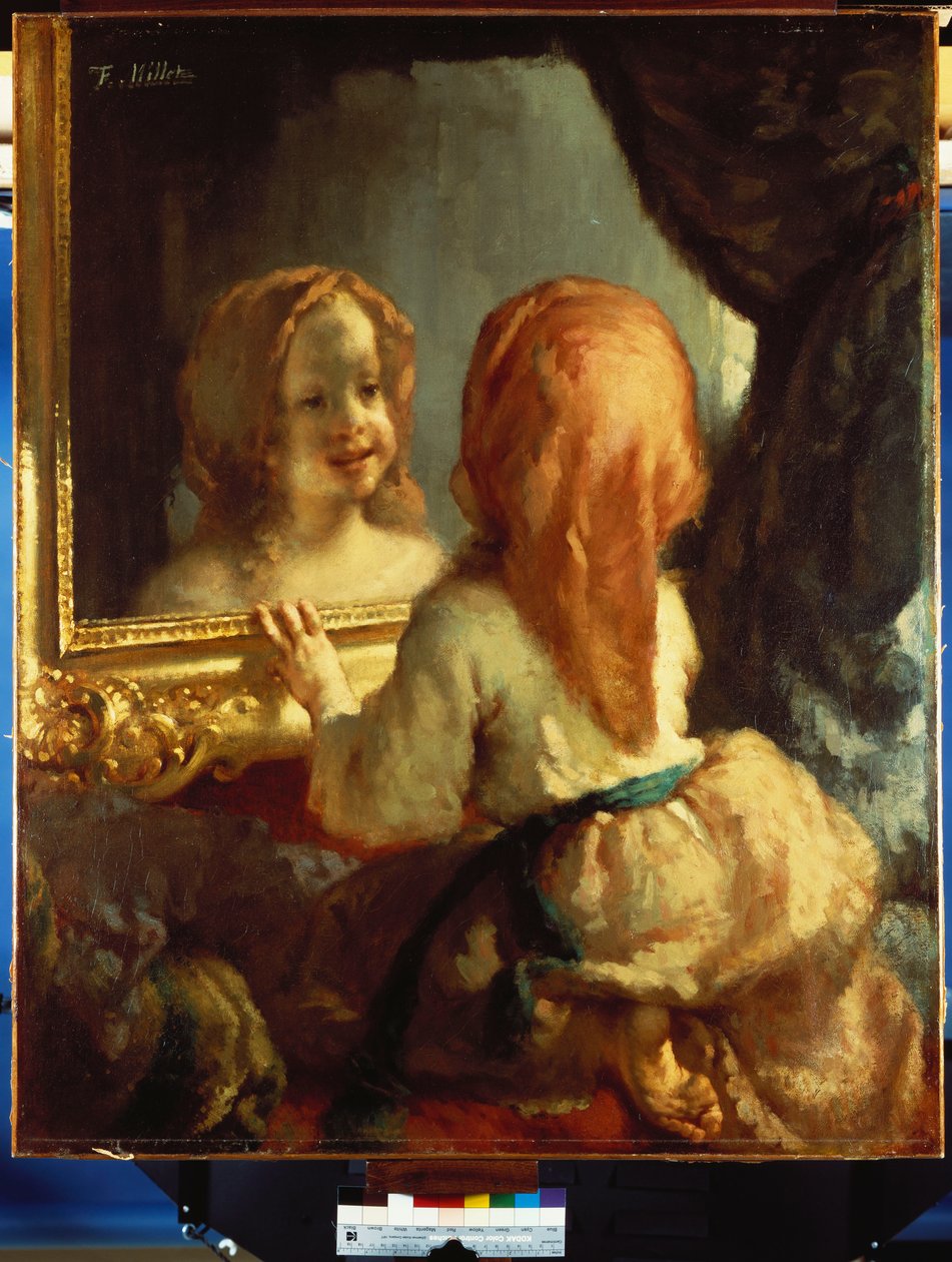 Antoinette Herbertová při pohledu do zrcadla, kolem roku 1844 od Jean Francois Millet