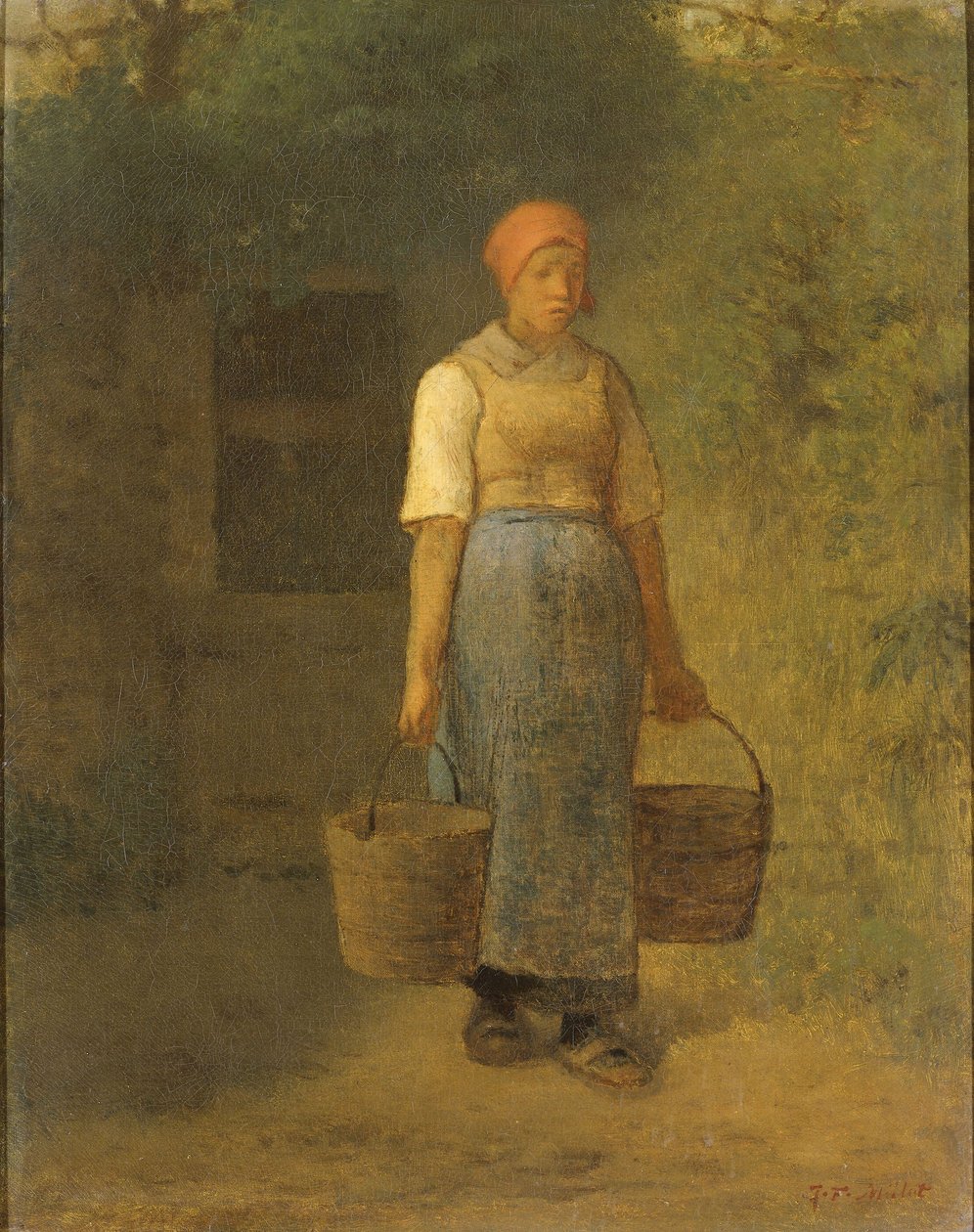 Dívka nesoucí vodu, kolem 1855-60 od Jean Francois Millet