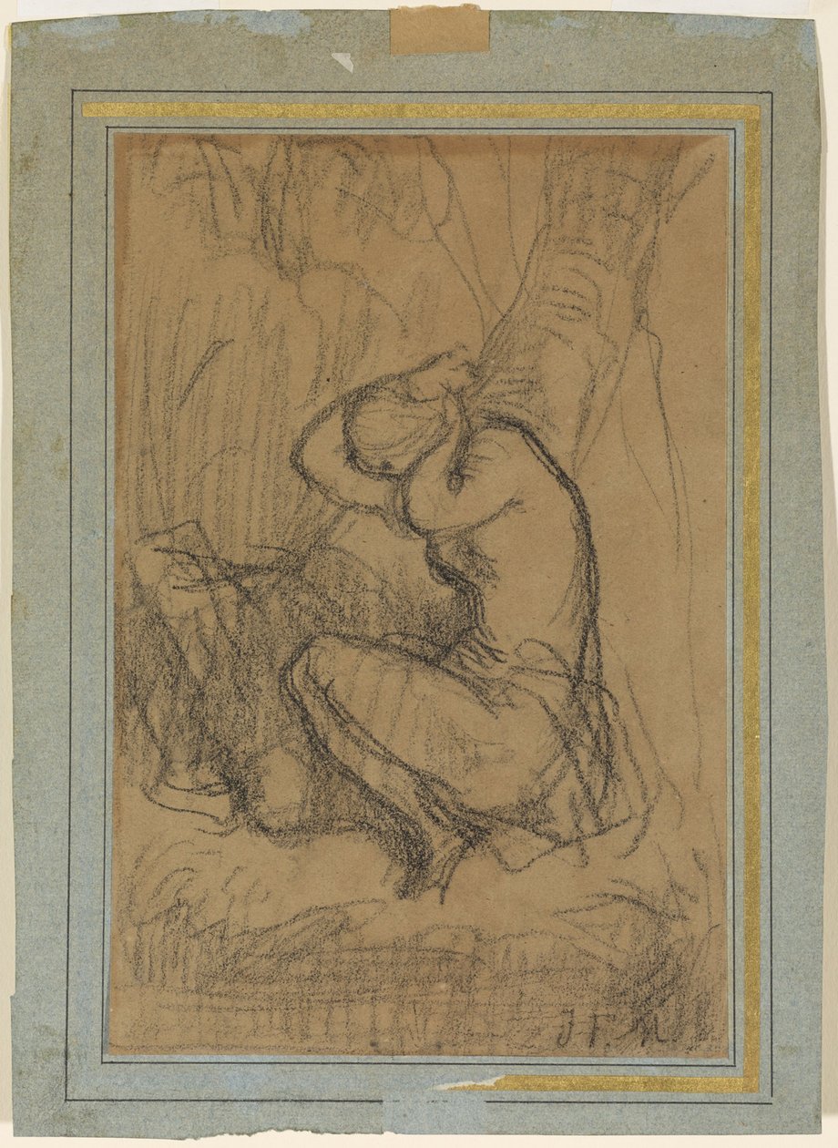 Mladá žena si po koupeli připnula dlouhé vlasy od Jean Francois Millet