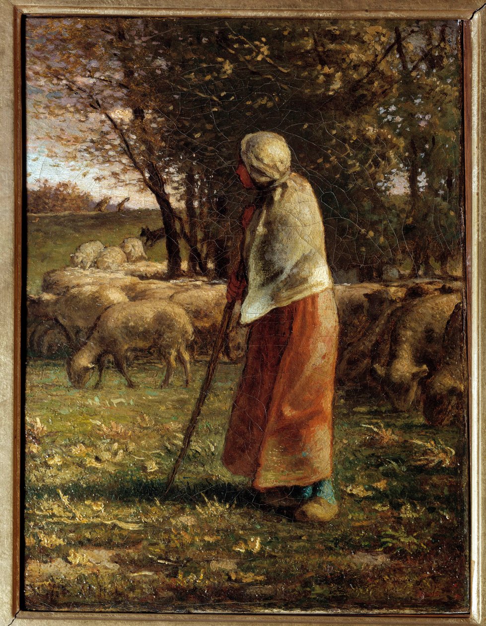 La petite bergere Obraz Jeana Francoise Milleta (1814-1875) 19. století Sun. 0,32x0,25 m Paříž, musee d