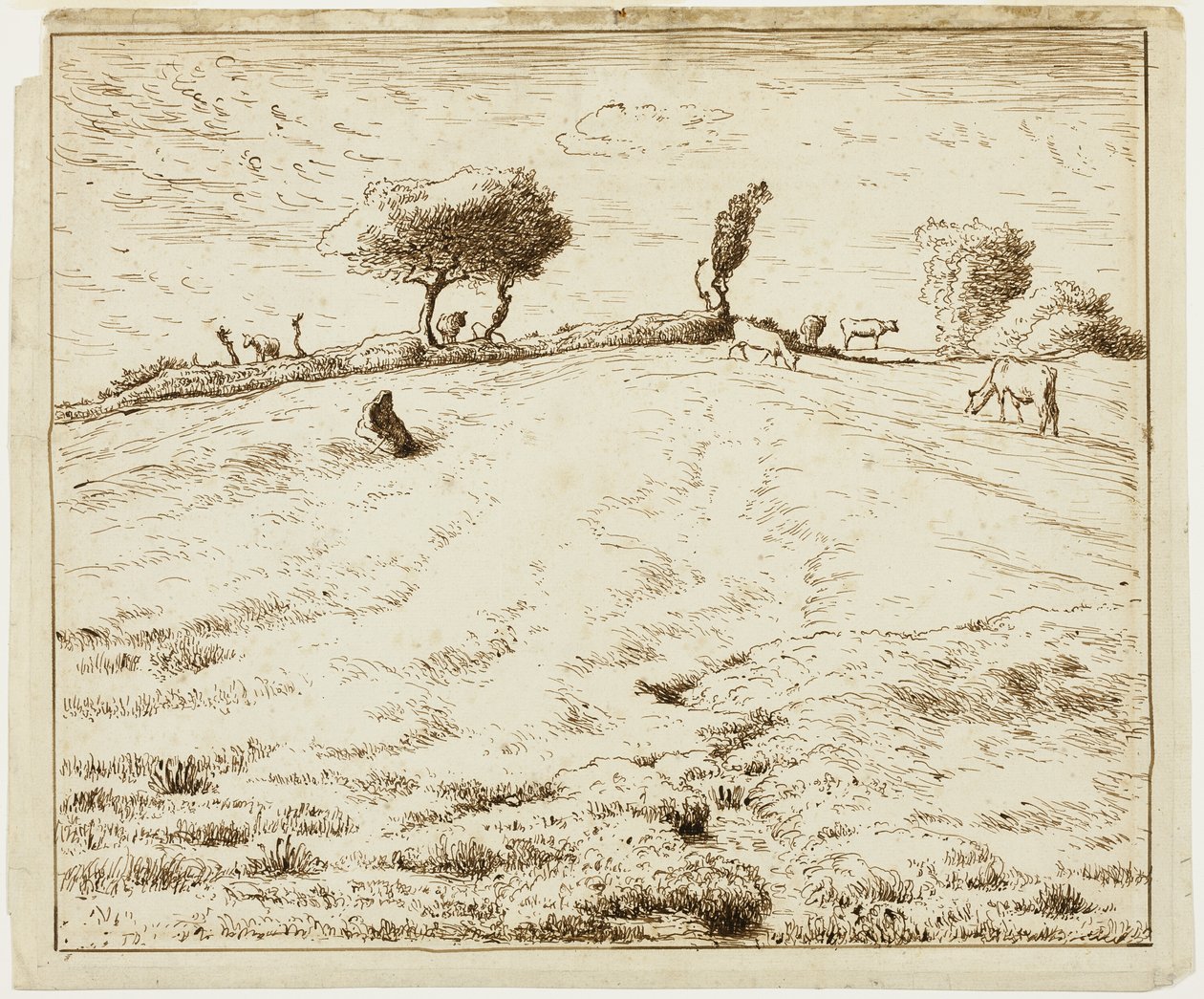 Krajina - svah v Gruchy, Normandie od Jean Francois Millet